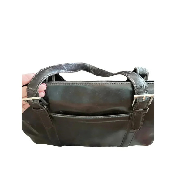 Franklin Covey Brown Leather Work Laptop Bag Organizer Briefcase Shoulder Tote - Picture 3 of 5